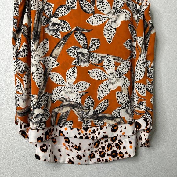 Chicos Reversible Floral Animal Print Tank Top Size 2 US Large 12/14 Orange - Picture 4 of 13